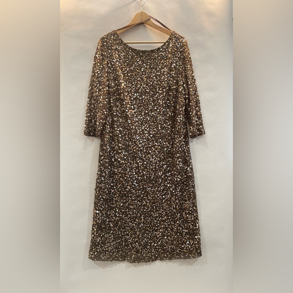 Collections by Lourea brown and gold cocktail party dress size 1X
